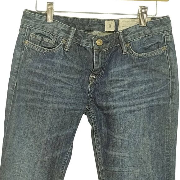 Allsaints Spitalfields Carson Pipe Skinny Low Rise Blue Cotton Jeans Sz 27 L34 - Picture 3 of 8